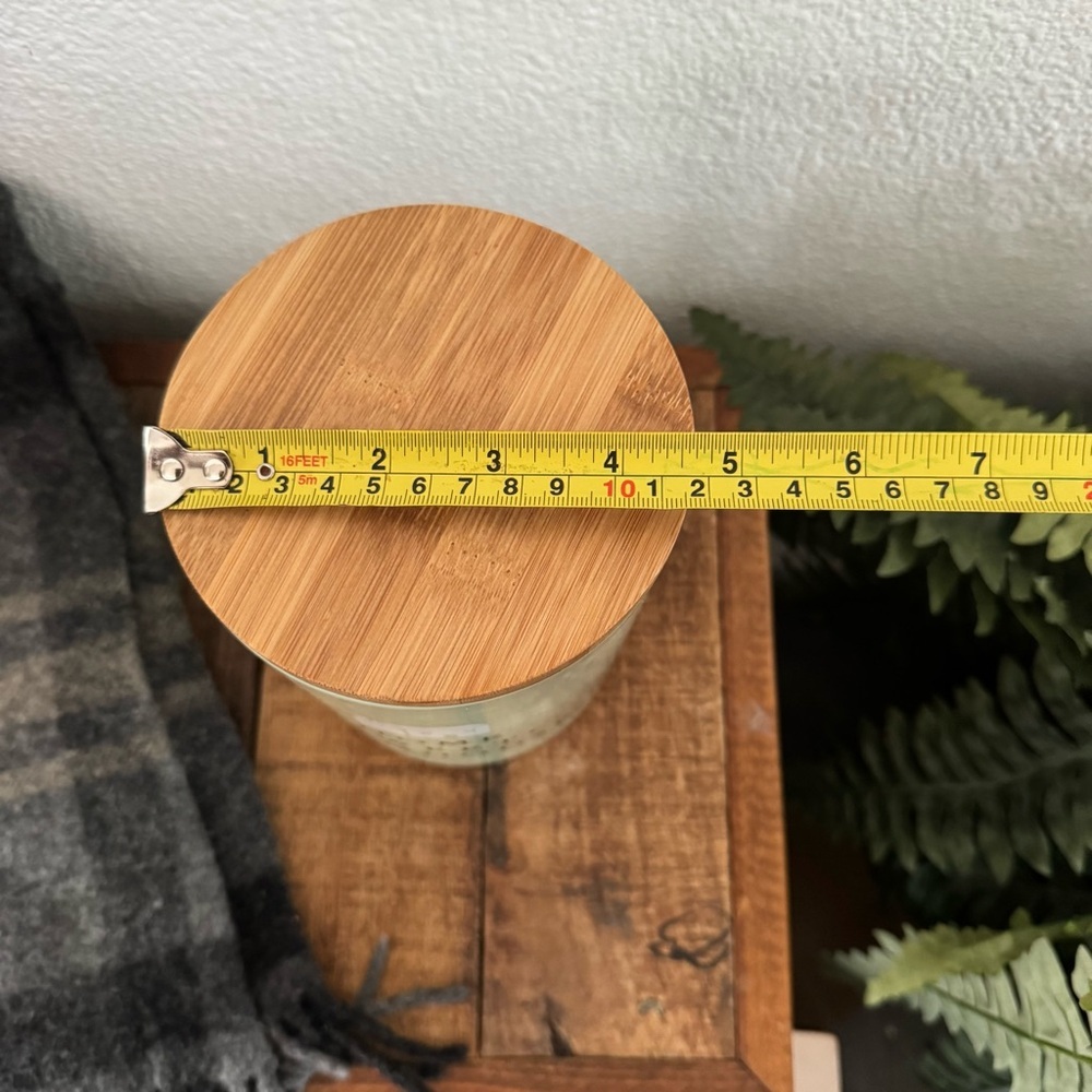 Ceramic Canister Home Sweet Farmhouse Mint Green Wood Lid Rustic Minimalist - Picture 8 of 10